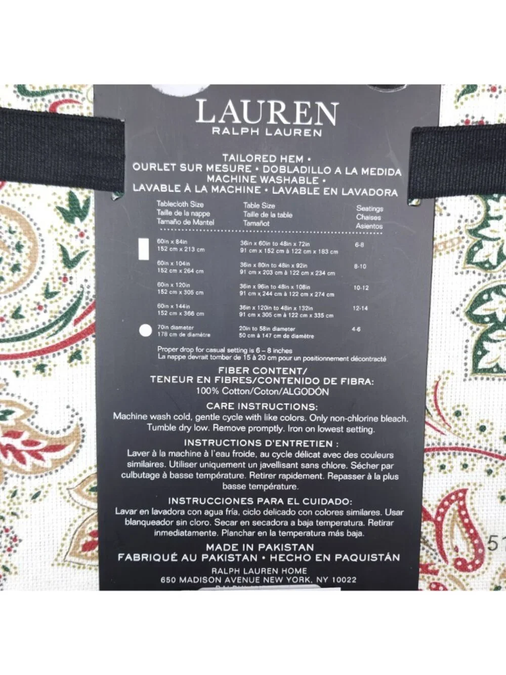 Lauren Ralph Lauren Tablecloth 60 X 144